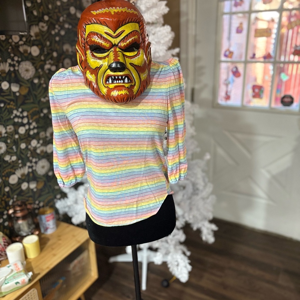Vintage Smart Alec Rainbow Striped Top